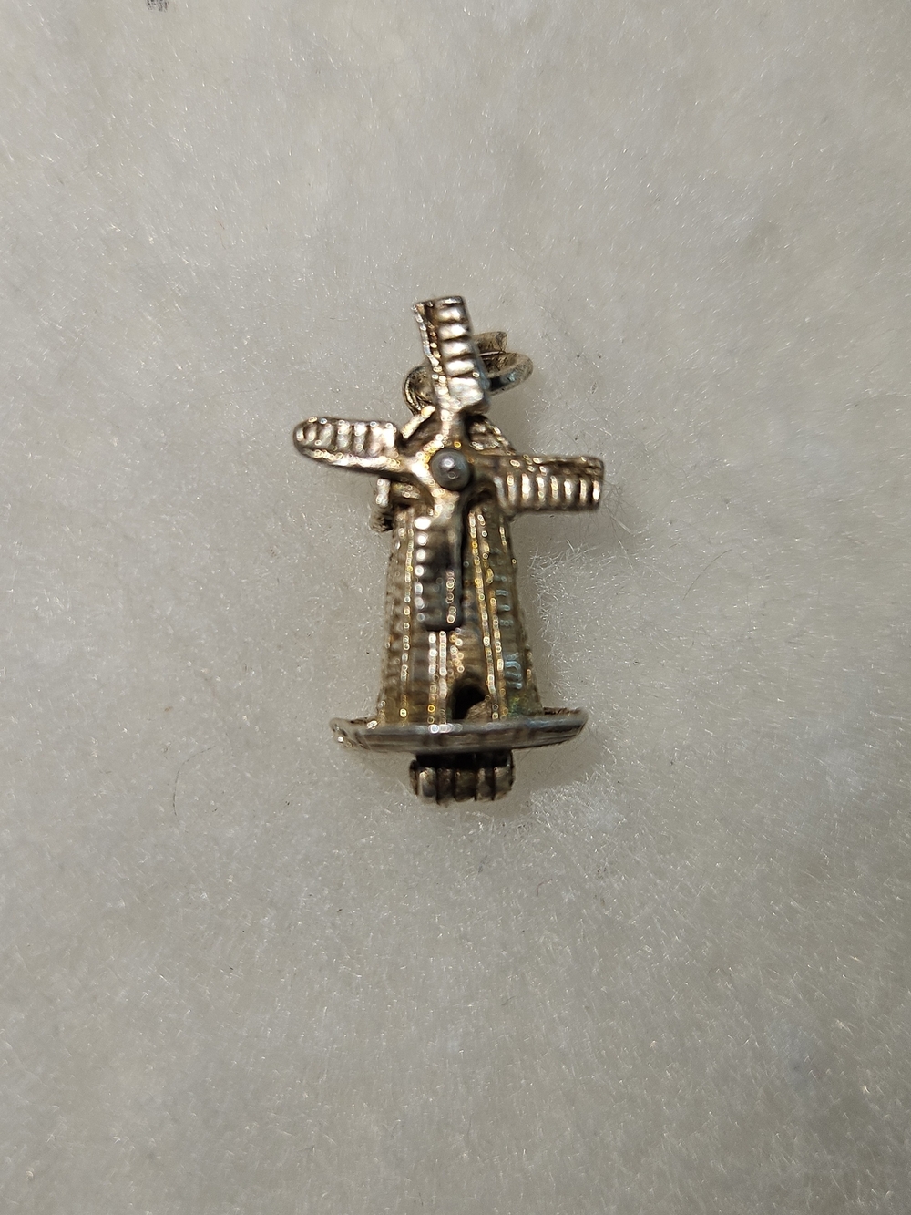Vintage Sterling Silver Movable  Windmill With Clog Charm Pendant